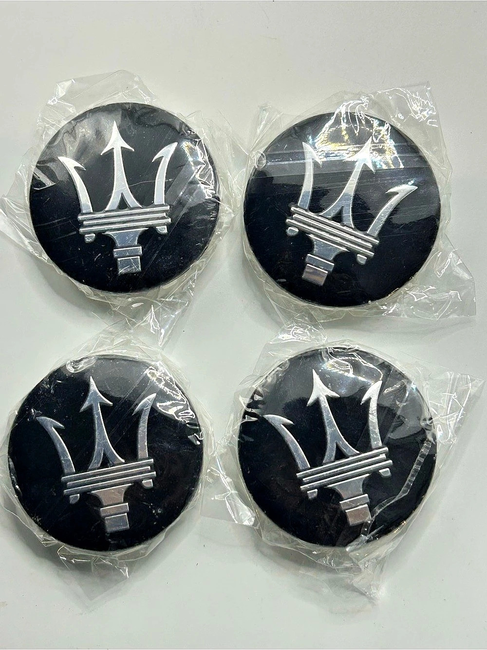 Maserati Wheel Center Caps Set of 4 Black & Silver